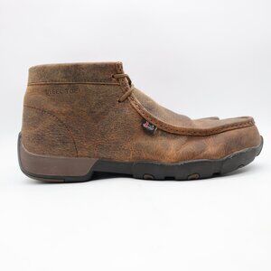 Justin Cappie 4" Leather Steel Safety Moc Toe Men's Size 11 M Work Boots Brown
